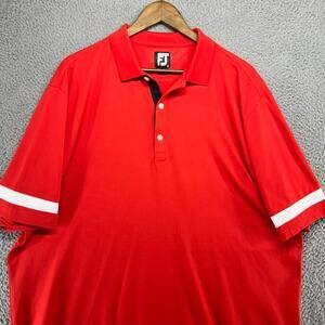 Footjoy Polo Shirt Men's Extra Large Red White Performance Collared Golf Stretch